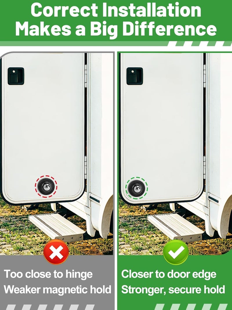 Acostop RV Magnetic Door Catch with Adhesives Screws - Easy to Install Camper Trailer Door Holder, Sturdy Stopper for RV Accessories, 1 Pack - Image 4